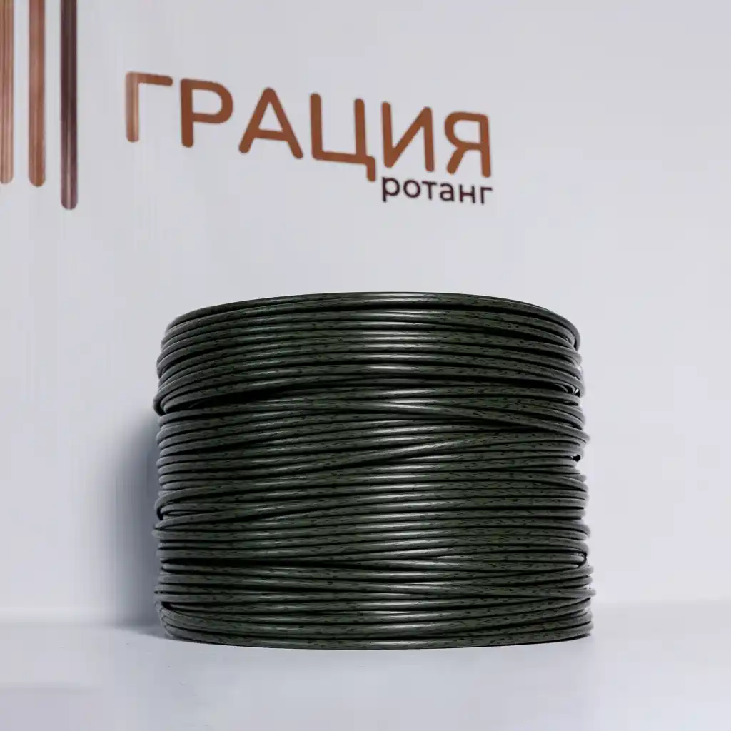 Хаки с чёрным - ПТ129 - Ротанг полутрубка