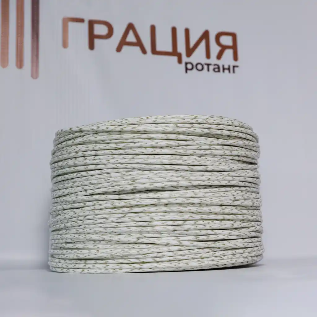 Белый с хаки - ПТ147 - Ротанг полутрубка